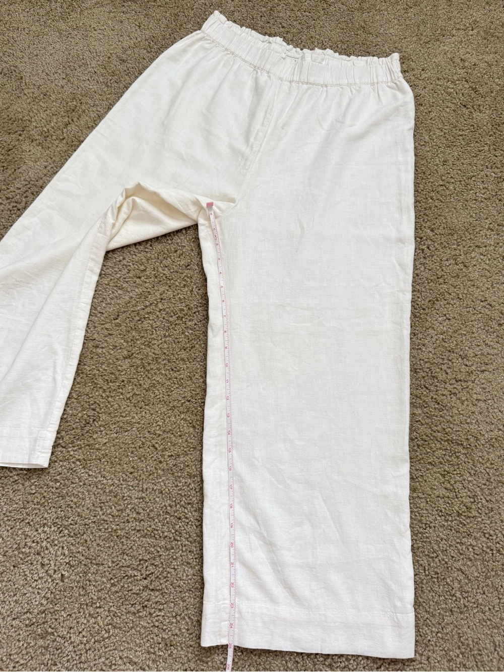 Abercrombie & Fitch Wide Leg Cropped Pants Womens Large • Linen Blend Relaxed - Picture 9 of 10